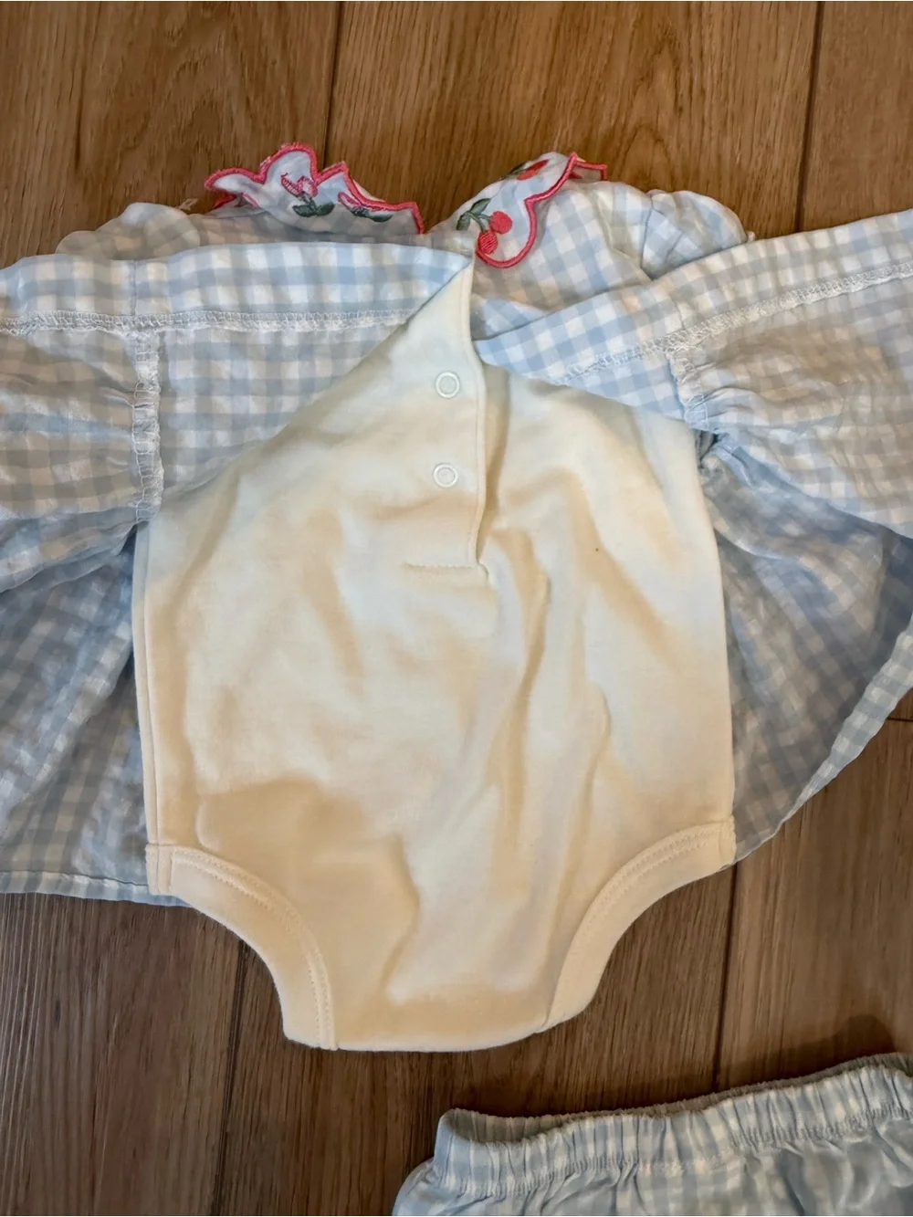 Nicole Miller Baby Girl Cherry Gingham Romper & Bloomers Set 0-3M